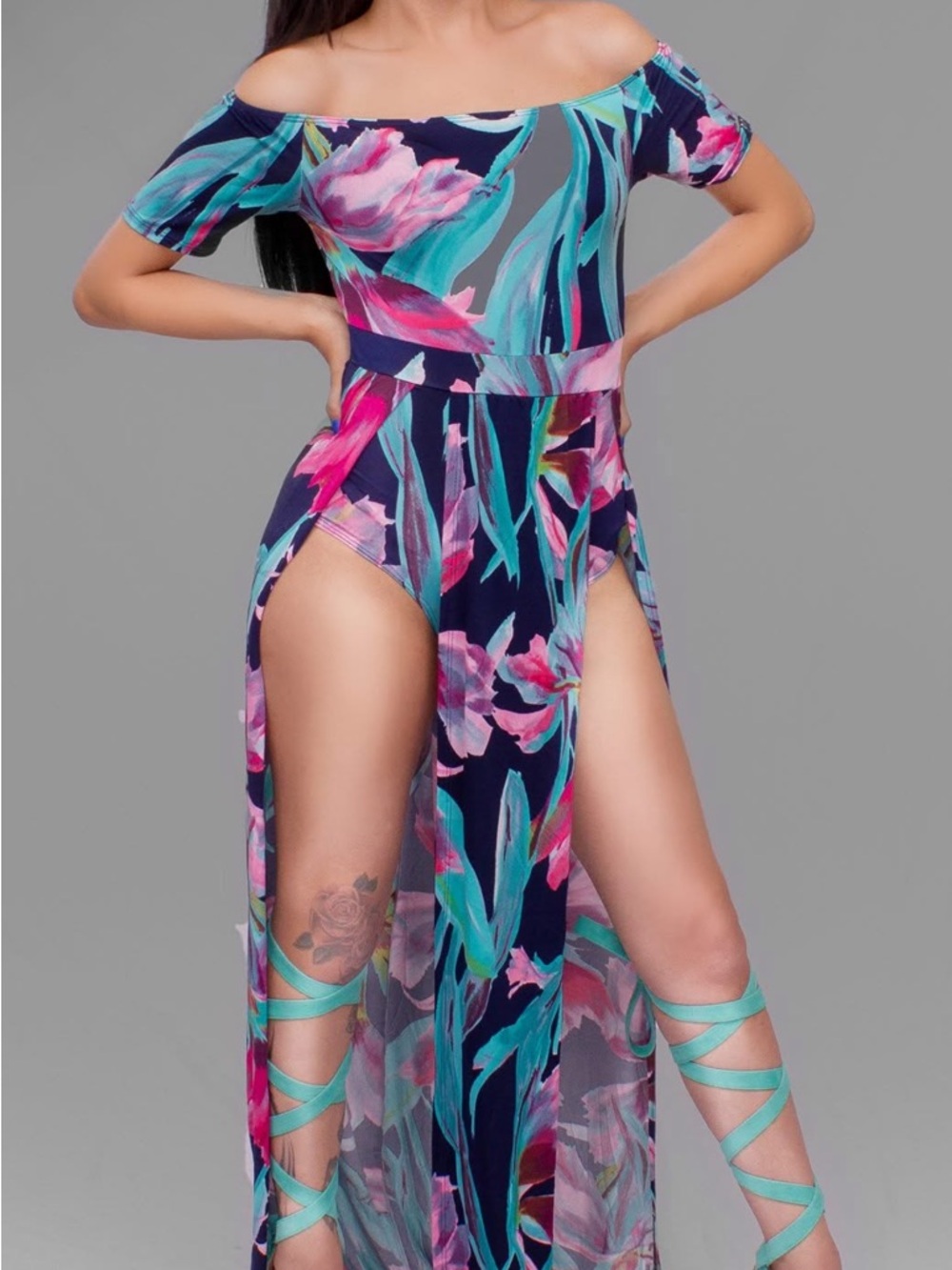 Fashion Nova Floral Off-Shoulder Maxi Dress - Multicolor